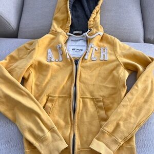 Abercrombie & Fitch Mustard Yellow Hooded Zip Sweatshirt